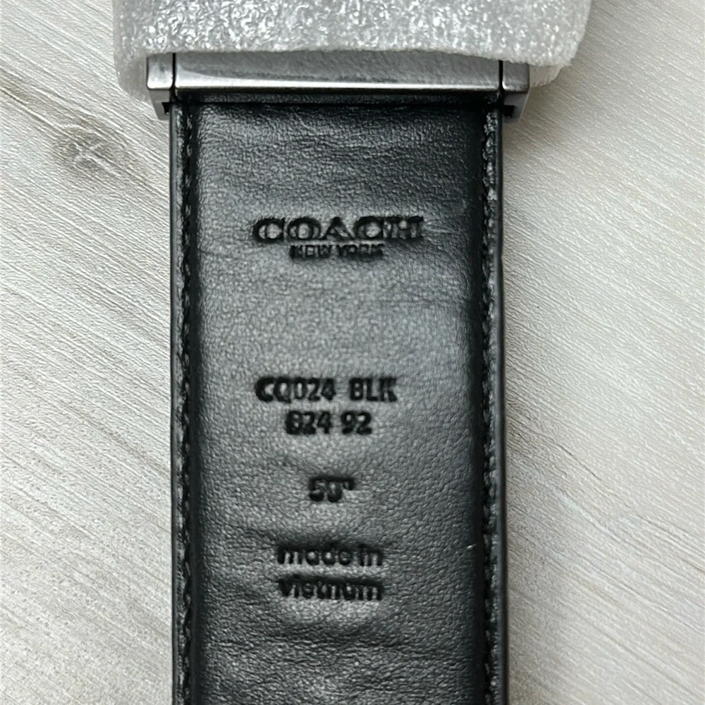 Coach Harness Buckle Cut To Size Reversible Belt Black 50